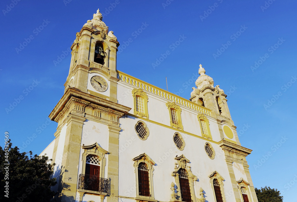 Church of Carmo (Igreja do Carmo) in Largo do Carmo square, Faro, Algarve region in southern Portugal, Europe