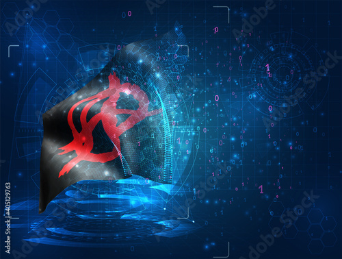 anarchy, vector 3d flag on blue background with hud interfaces