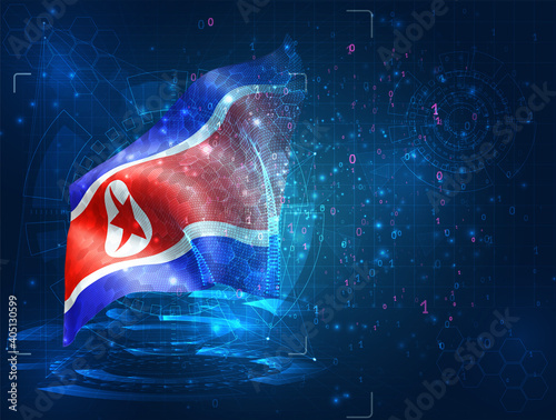 vector 3d flag on blue background with hud interfaces
