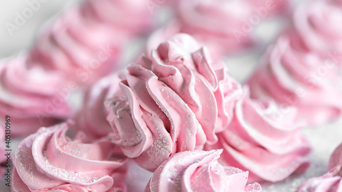 Homemade raspberry marshmallows. Homemade healthy sweets, natural candy.