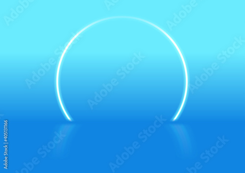 Blue glowing neon circle abstract tech background. Vector graphic design