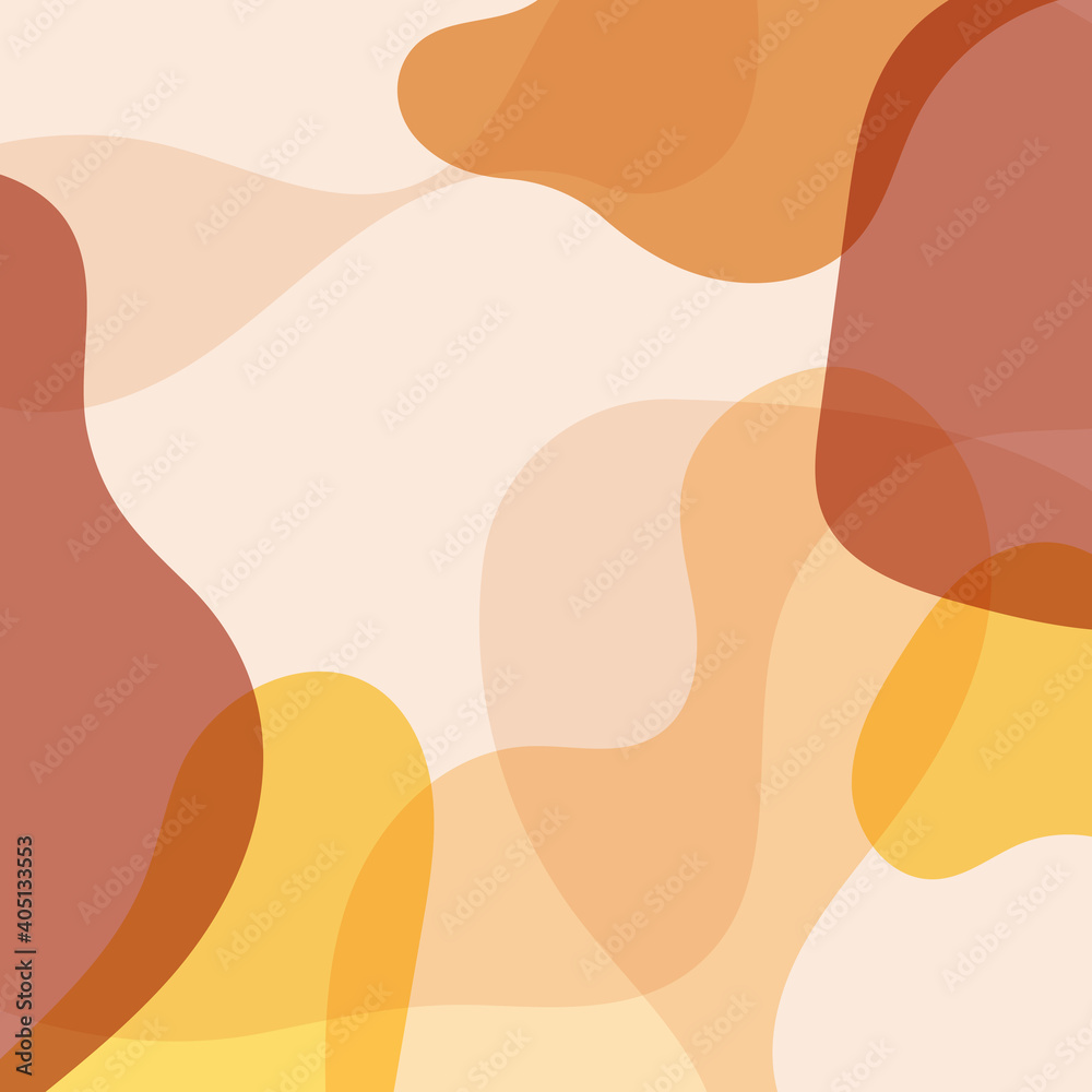 Overlapping rounded shapes. Warm tones. Vector illustration, flat design