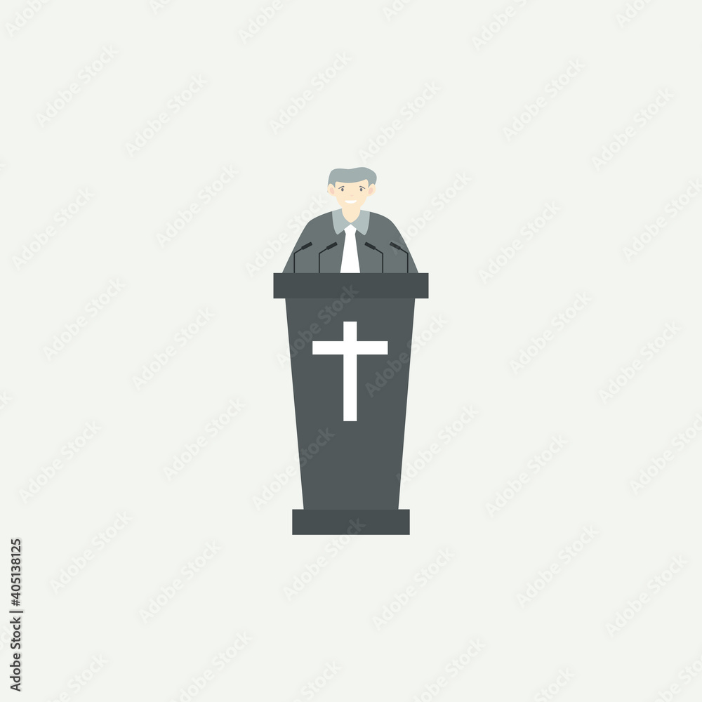 pastor, preacher at the pulpit in the church, vector illustration Stock ...