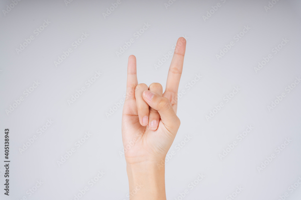 Man hand rocker on Isolated white background. Man hand rocker on Isolated white background.