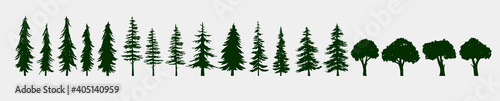 Vector tree collection - Set of green trees illustration.