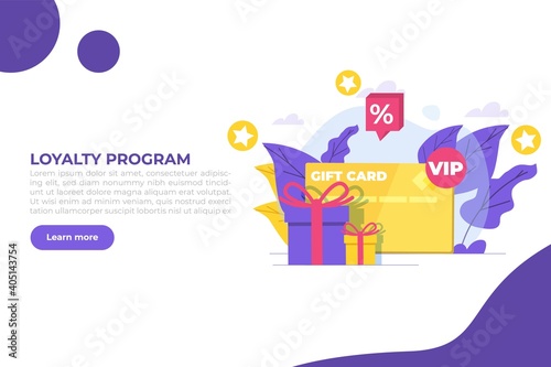 Discount  Loyalty card program and customer service. Vector illustration.