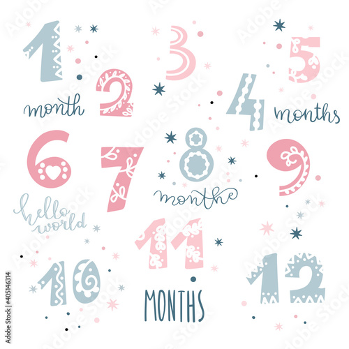 Set of cute numbers in hand drawn style