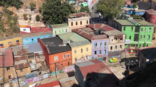 Typical houses of Valparaiso in Chile. Patagonia.