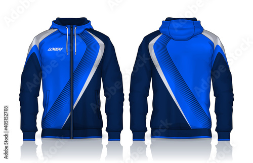 Hoodie shirts template.Jacket Design,Sportswear Track front and back view.
