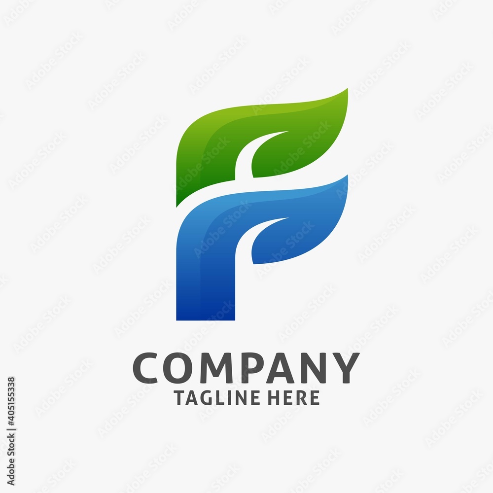 Letter F leaf logo design Letter F leaf logo design