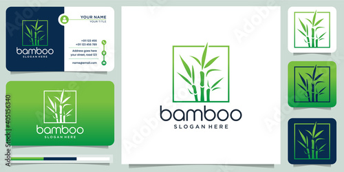 creative logo of bamboo.icon for business company,frame,leaf,panda,design Collection., Modern style and business card Vector illustration.premium vector