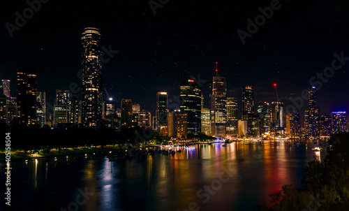 Stunning Urban Landscape in the city of Brisbane at night, viewed from the Kangaroo point cliffs. -Urban landscape photography.