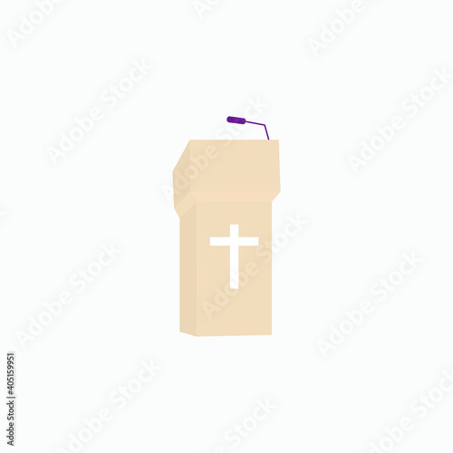 church rostrum, chair with a cross on a white background, vector illustration
