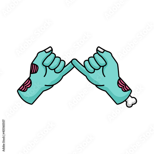 Cute zombie hand with love sign Valentine's Day