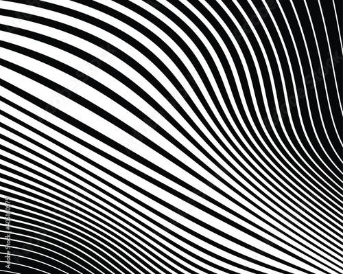  Line art optical .Wave design black and white. Digital image with a psychedelic stripes. Argent base for website, print, basis for banners, wallpapers, business cards, brochure, banner