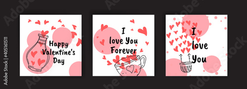 Social media post templates for Valentine's Day. card collection for valentines day.