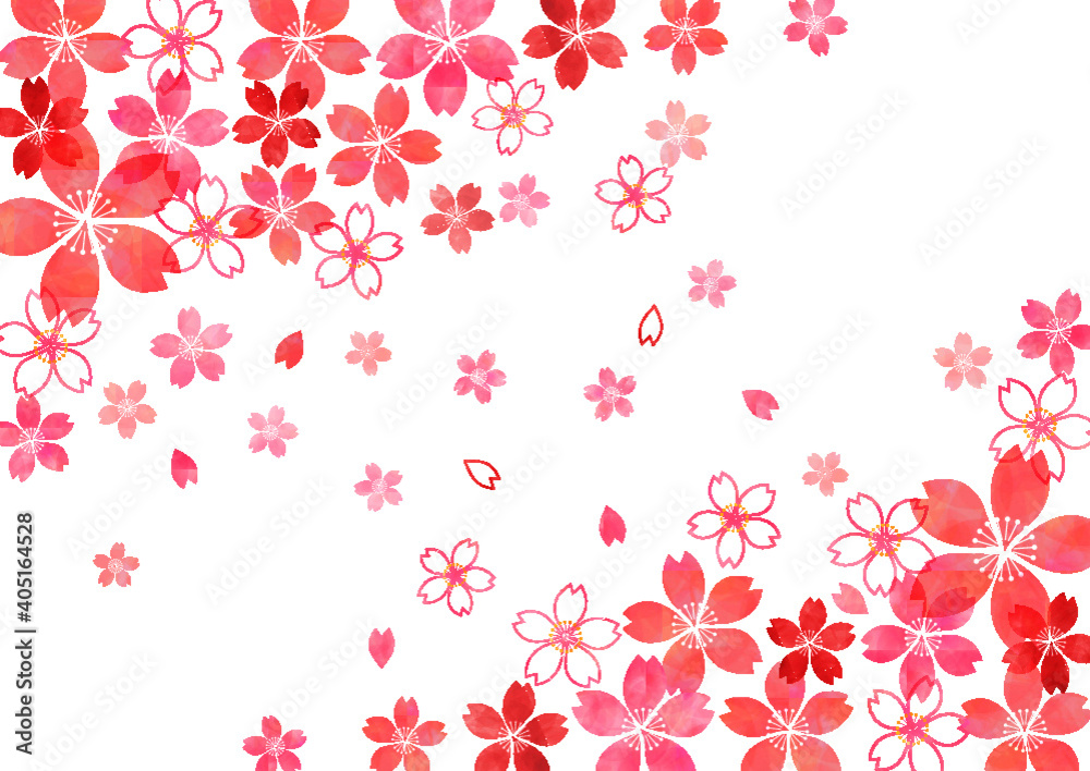 桜_水彩_淡いピンク背景 桜_水彩_淡いピンク背景