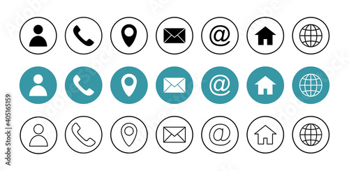 Web icon set. Business card contact information icon. Contact us icon set