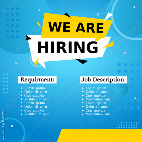 Job vacancy templates. We are hire jobs that are used on social media content.