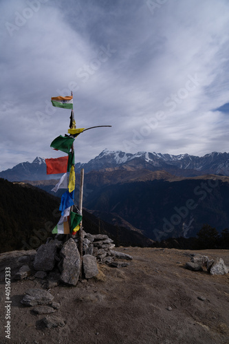 Cairns rocks kept at Jhandi top a summit from Brahma Tal photo