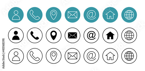 Web icon set. Business card contact information icon. Contact us icon set