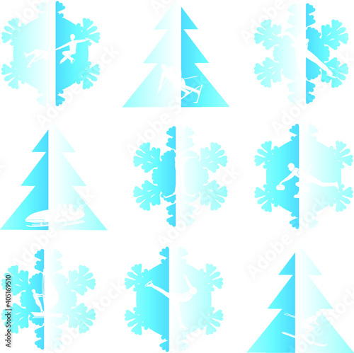 
Set of winter sport activities vector illustration isolated on white.