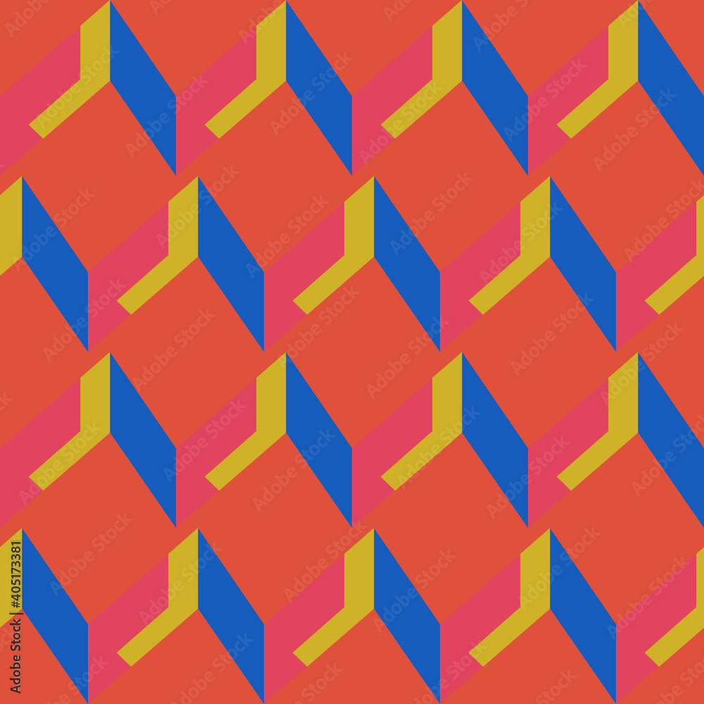 Seamless geometric pattern with the image of steps, architecture, roofs ...