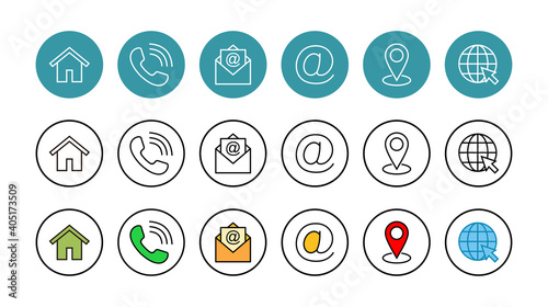 Web icon set. Business card contact information icon. Contact us icon set