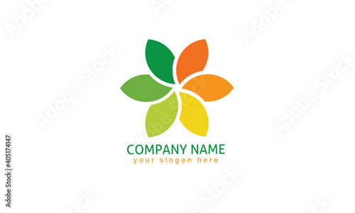 Floral logo with color levels. Nature logo template isolated on white. vector