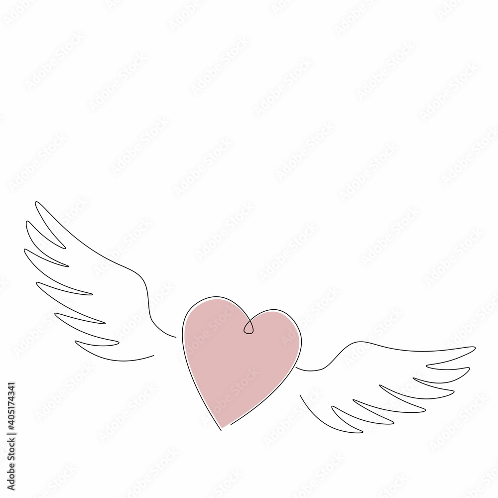 Heart with wings love background, vector illustration Heart with wings love background, vector illustration