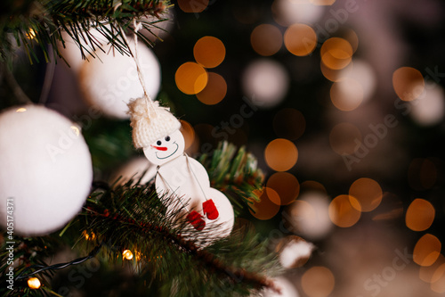 Christmas tree decorations. Christmas and New Year concept. Creative festive holiday layout