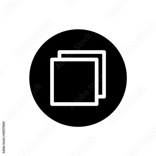 Copy icon. Copy sign symbol in black round style. Vector