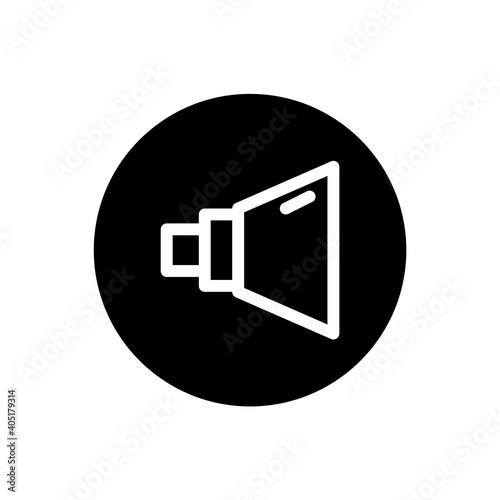 Speaker icon. Speaker sign symbol in black round style. Vector