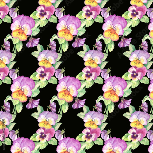 seamless pattern with watercolor  flowers