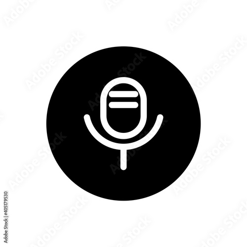 Voice recorder icon. Voice recorder sign symbol in black round style. Vector