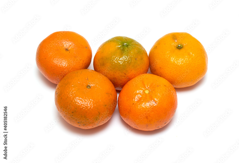 Ripe tangerines isolated on white. Ripe tangerines isolated on white.