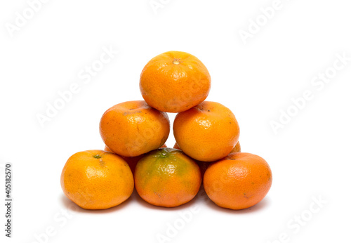Ripe tangerines isolated on white.