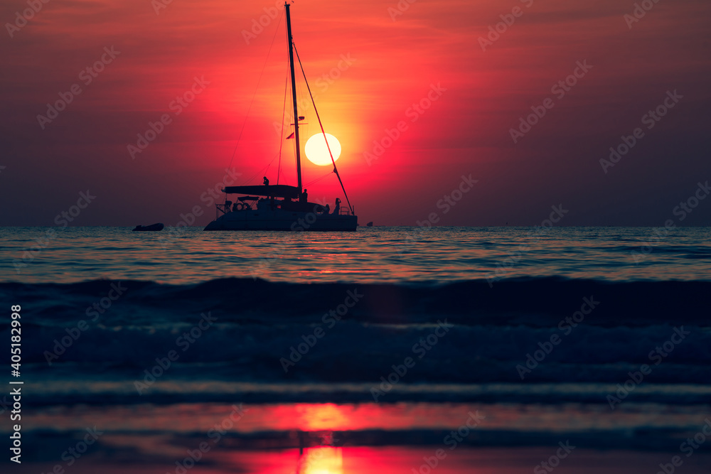 Sea landscape ocean during sunset
Silhouette style nature background