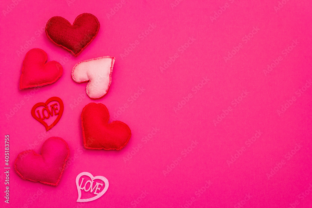 Fototapeta premium Valentine's day or Wedding romantic concept with pink and red hearts