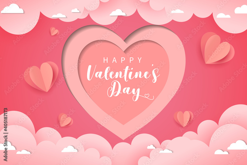 happy valentine's day paper style template