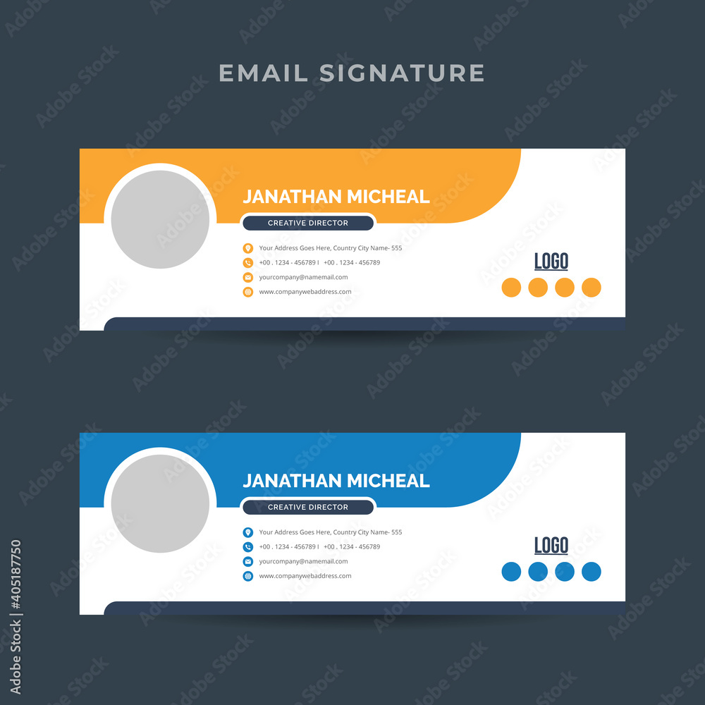 Email signature template design, email footer, personal social media cover