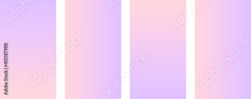 Trendy colourful stories gradient template in pastel colours. Beautiful bright vector wallpaper set. Colorful gradient background for your instagram stories.
