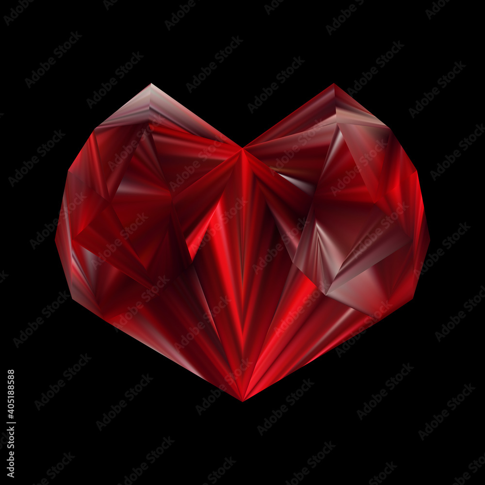 Red heart abstract symbol. Polygonal heart. Vector illustration Red heart abstract symbol. Polygonal heart. Vector illustration