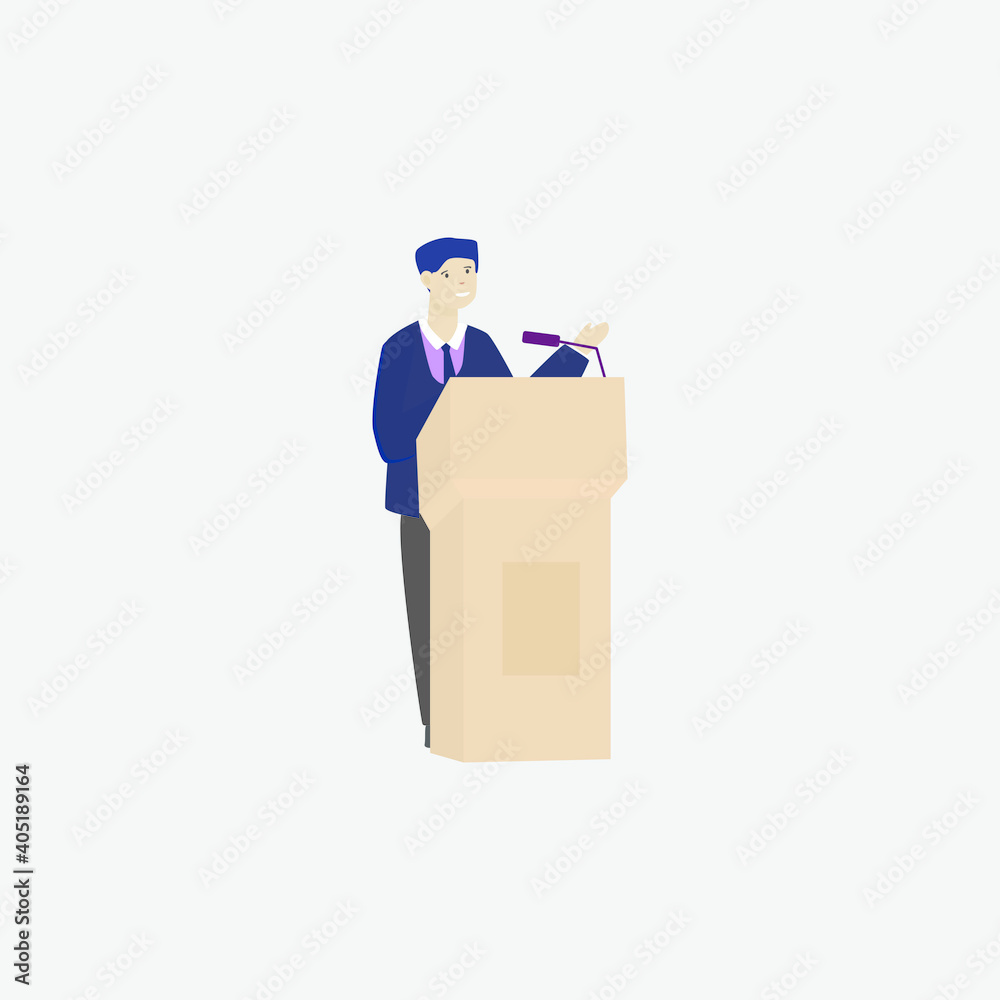 speaker, speaker on the podium, politician, scientist, vector illustration speaker, speaker on the podium, politician, scientist, vector illustration