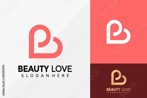 Letter B Love Logo Design, Brand Identity logos vector, modern logo, Logo Designs Vector Illustration Template