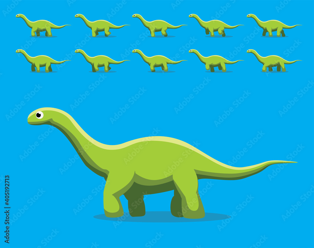 Animal Animation Sequence Dinosaur Apatosaurus Walking Cartoon Vector Animal Animation Sequence Dinosaur Apatosaurus Walking Cartoon Vector
