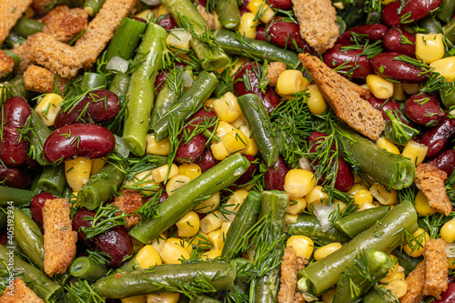 green beans salad corn close up
