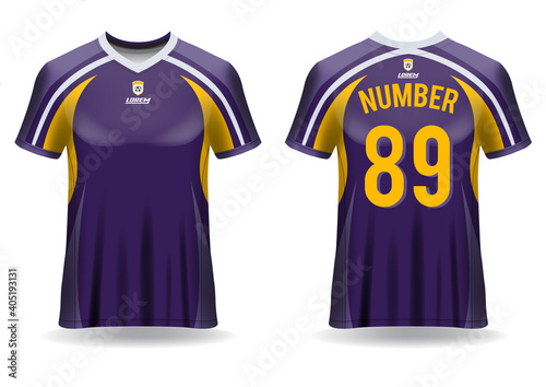 Soccer jersey mockup. t-shirt sport design template, uniform front and back view.