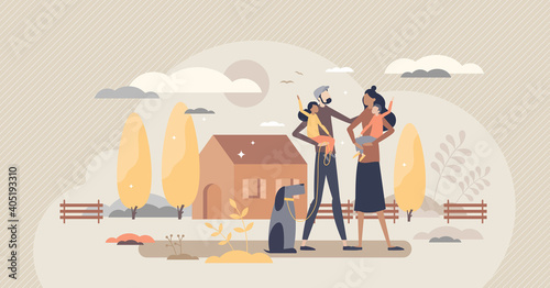 Family house as home property for couple with children vector illustration