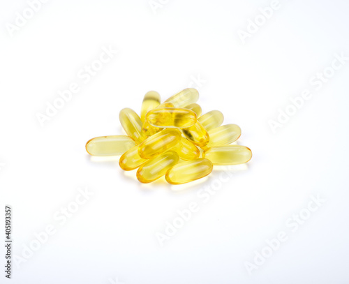 fish oil capsule on white background